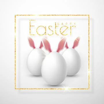 Happy Easter. Vector realistic Easter eggs, isolated on a gray background. Stock Illustration