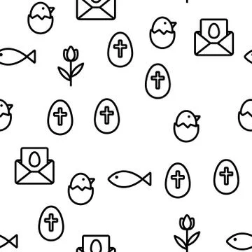 Happy Easter Vector Seamless Pattern Stock Illustration