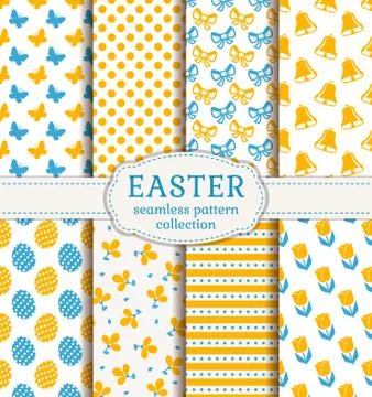 Happy Easter! Vector seamless patterns. Illustrazione stock