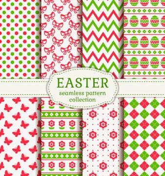 Happy Easter! Vector seamless patterns. Stock Illustration