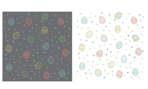 Happy Easter vector set of illustration in two versions. Stock Illustration