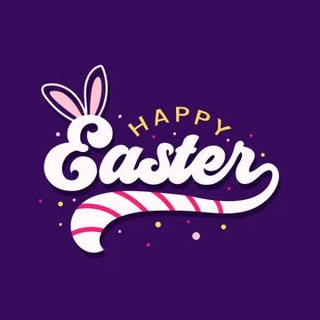 Happy Easter vector typography illustration with Rabbit ear on the text. Templat Stock Illustration