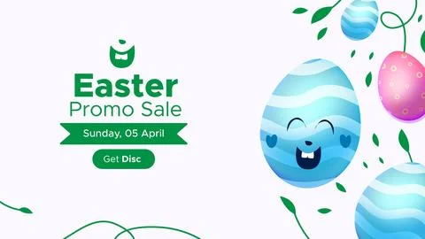 Happy Easter vertical banner with color eggs and summer plant Stock Illustration