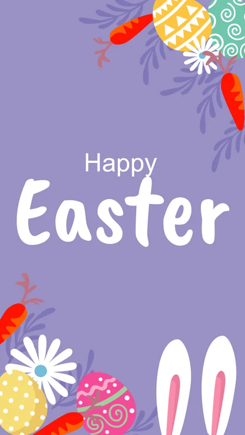 Happy Easter Vertical Greeting with Eggs and Bunny Ears Video stock 331639301