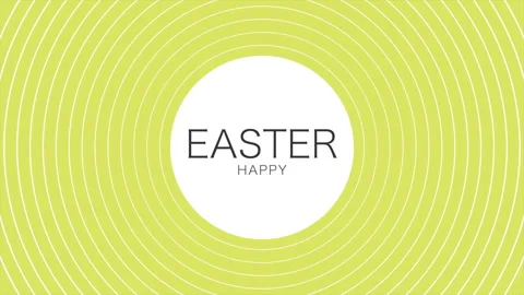 Happy Easter vibrant yellow circular pattern with centered white circle Stock Footage 267014705