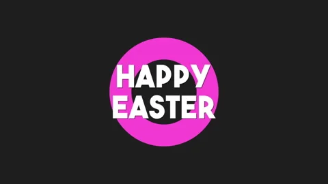 Happy Easter vibrantly pink circle on black background Vidéo 267014613