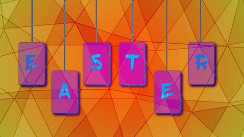 Happy easter. Video animation. Flying labels with Easter lettering. Stock Footage 112264740