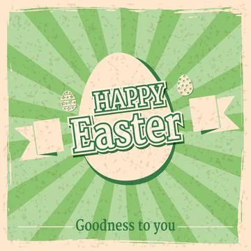 Happy Easter vintage poster greeting card, egg, text. Retro illustration Stockillustratie