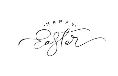 Happy Easter vintage vector calligraphy text. Hand drawn lettering poster for Stock Illustration