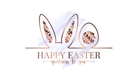Happy Easter watercolor. Easter bunny gold card Stock Illustration