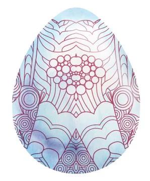 Happy Easter. Watercolor easter egg spring lace ornament Ilustração Stock