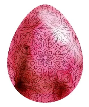 Happy Easter. Watercolor easter egg spring lace ornament Illustrazione stock