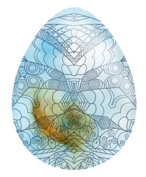 Happy Easter. Watercolor easter egg spring lace ornament Stock Illustration