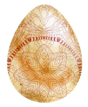 Happy Easter. Watercolor easter egg spring lace ornament Stock Illustration