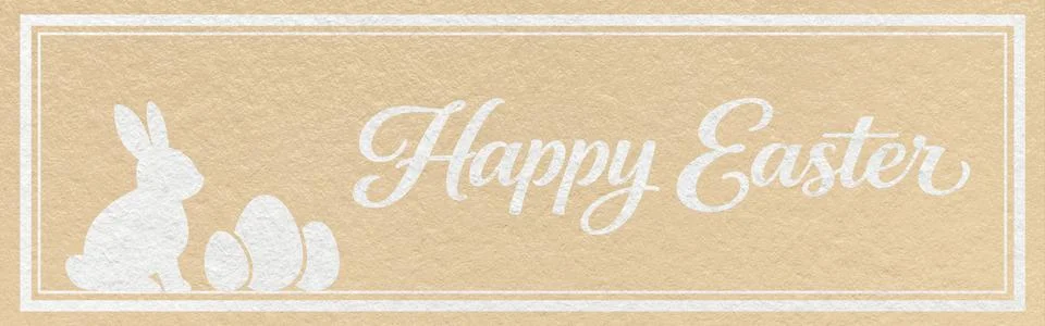 Happy Easter website header with white bunny and eggs silhouette on light b.. 스톡 사진