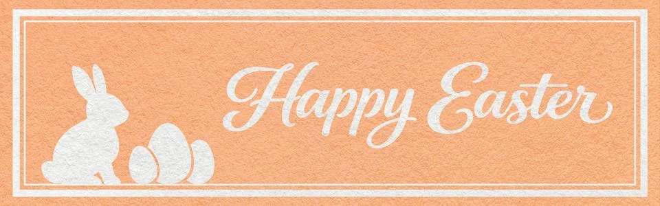 Happy Easter website header with white bunny and eggs silhouette on light p.. 스톡 사진