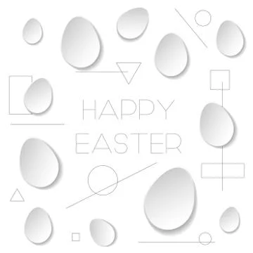 Happy easter white background with paper origami eggs. Creative trendy design Stockillustratie