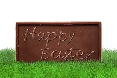 Happy Easter on white background Stock Photos