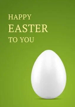 Happy Easter white chicken egg holiday treat 3d greeting card design templa.. Stock Illustration