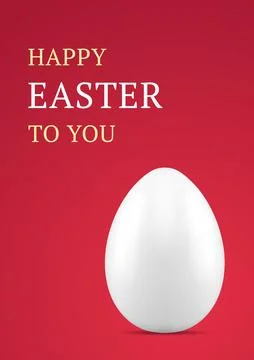 Happy Easter white chicken egg Christianity holiday treat 3d greeting card de Stock Illustration