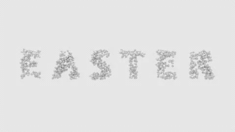 Happy Easter  White Eggs Text Animation with Alpha Stock Footage 235347618
