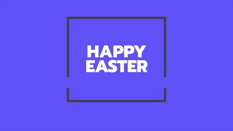 Happy Easter in white letters on blue background with white border Stock Footage 267014601