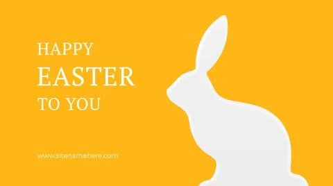Happy Easter white rabbit slim bauble 3d banner design template realistic vec Stock Illustration