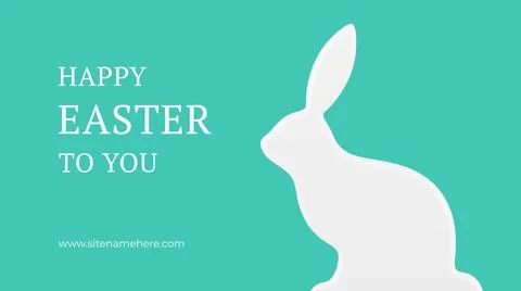 Happy Easter white rabbit slim bauble 3d banner design template realistic vec Stock Illustration