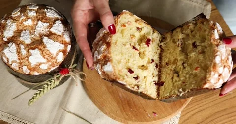 Happy Easter, Woman cut Easter cake for the holiday Stock Footage 173002187
