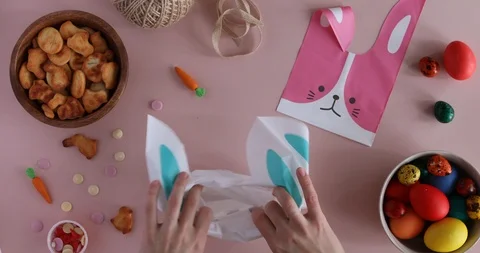 Happy Easter! Woman make Easter basket Stock Footage 100667776