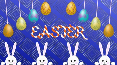 Happy Easter word animation on beautiful decorative background Stock Footage 234106033
