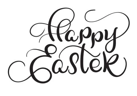 Happy Easter words on white background. Calligraphy lettering Vector Illustrazione stock