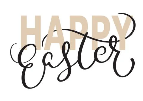 Happy Easter words on white background. Calligraphy lettering Vector Stock Illustration