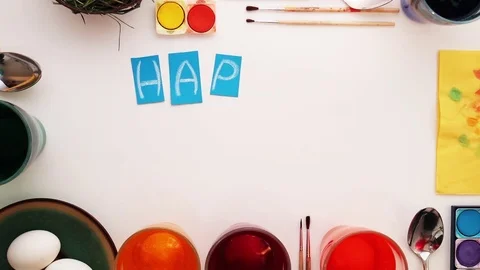 Happy Easter-written with paper letters. Stop motion Stock Footage 72163275