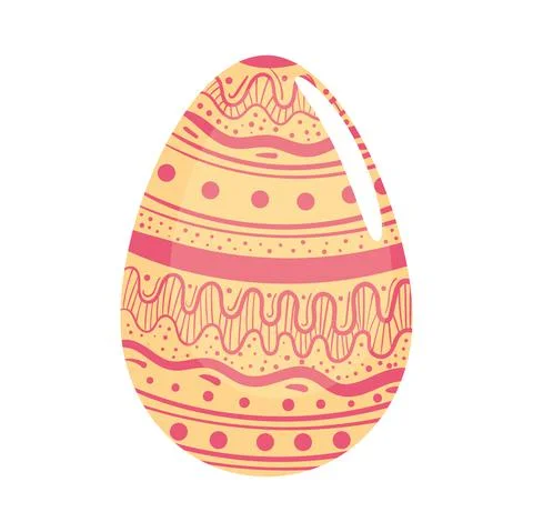 Happy easter yellow and red egg painted icon Stock Illustration