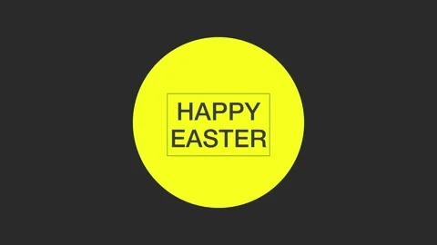 Happy Easter with yellow circle on black color Vídeo Stock 166385955