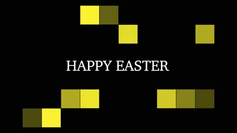 Happy Easter with yellow cubes pattern on fashion black gradient Stock Footage 235684702