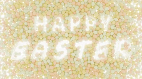 Happy Easter Yellow Pastel Eggs Background Stock Footage 236169200
