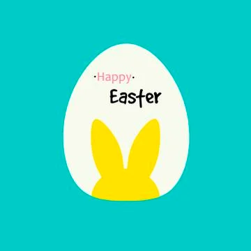 Happy easter. Yellow rabbit in the egg. Easter card Stock Illustration