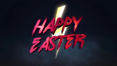 Happy Easter with yellow thunderbolts in 80s style Stock Footage 232832057