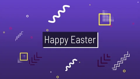 Happy Easter with zigzag and Memphis pattern Stock Footage 165182659