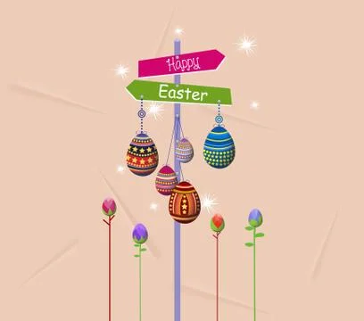 Happy easter.realistic eggs background Stock Illustration