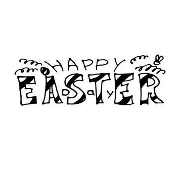 Happy easters day black lettering isolated Stock Illustration