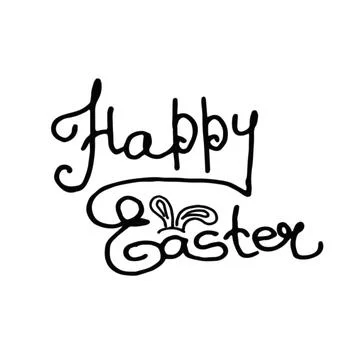 Happy easters day black lettering isolated, hand drawning	 Stock Illustration