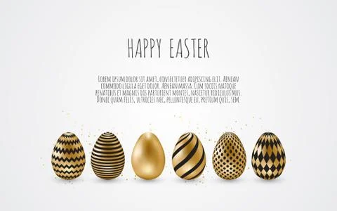 Happy Easter.Set of Easter eggs with different texture on a white background. Illustrazione stock