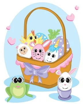 Happy Easter.Set of Easter eggs with different texture on a white backgroun.. Stock-Illustration