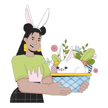 Happy Eastertide weekend 2D linear illustration concept Stock Illustration
