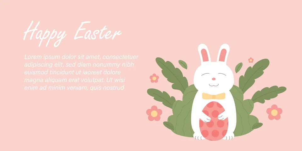 Happy eater banner. Cute easter rabbit or bunny イラスト素材