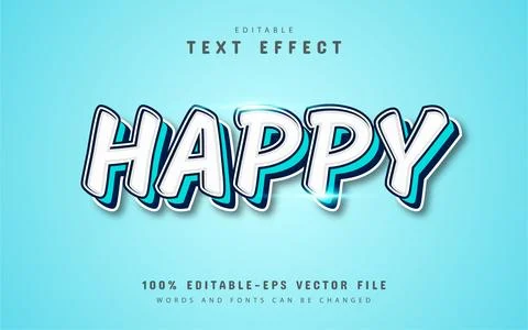 Happy editable text effects Stock Illustration