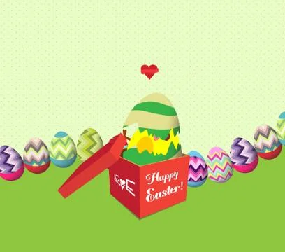 Happy eggs open the gift Stock Illustration